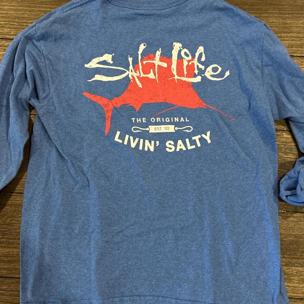 Salt Life Blue Shirt with Red Graphic